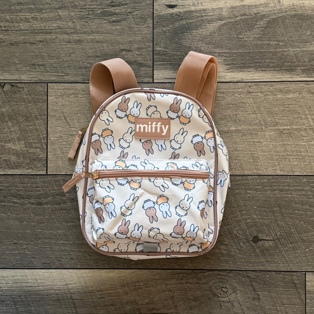 Miffy Bunny Mini Backpack All Over Print Cream Tan Small Rucksack New NWT